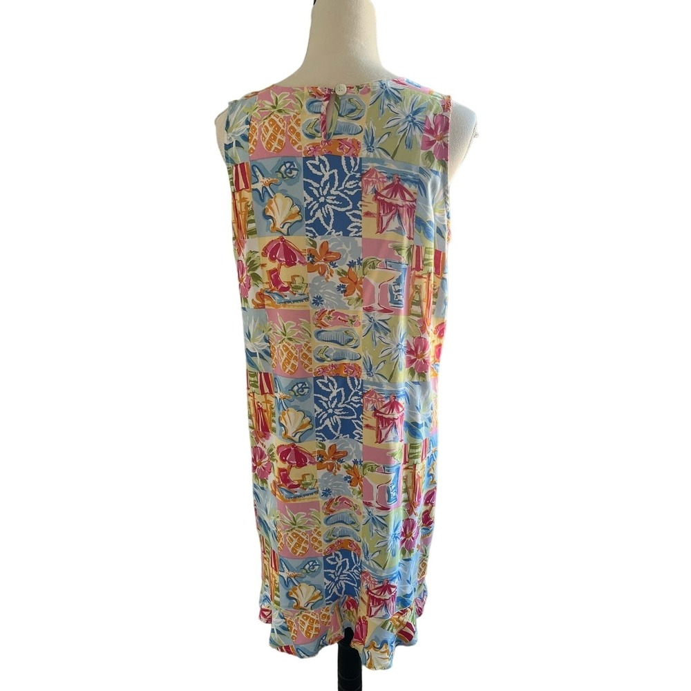Summer Ready Weekend Clothes Line Multi Printed Beachy Patchwork Resort  Dress L - Picture 5 of 13